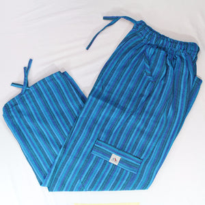 (Medium) Blue Stripes with Blue Stripes and Blue Stripes Lounge Pants 0033