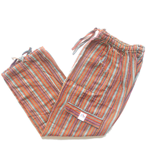 (Small) Orangey Brown with Pink Stripes Lounge Pants 0195