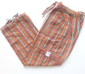 (Small) Orangey Brown with Pink Stripes Lounge Pants 0195