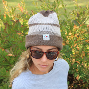 Reversible Alpaca Beanie - Brown & Tan, Black & Grey