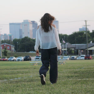 (Medium) Dark Bluey with Light Blue Stripey Lazy Pants 0012