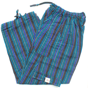 (Medium) Black with Turquoise and Blue Stripes 0237
